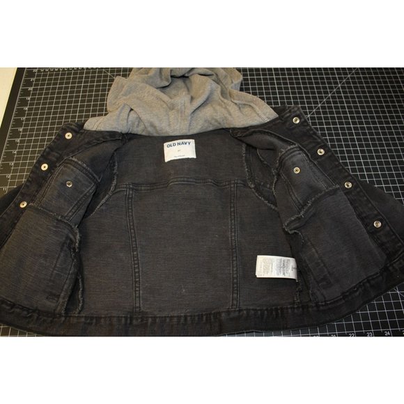 Old Navy/ Jacket with hood/(Size 3T) Black Demin with sweatshirt hoodie - Picture 4 of 16
